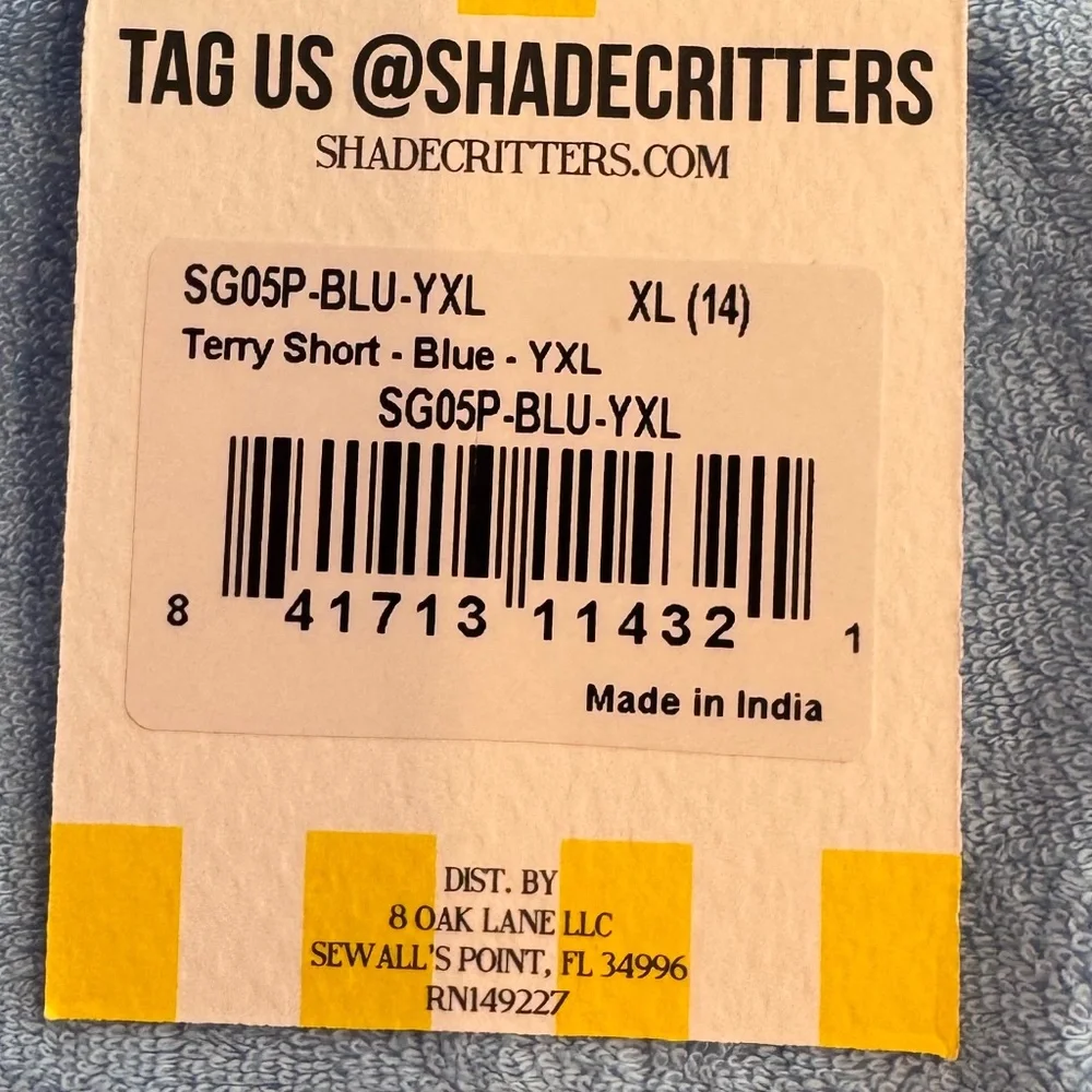 Shade Critters‎ Terry Cloth Shorts Blue White Trim Girls XL (14) New